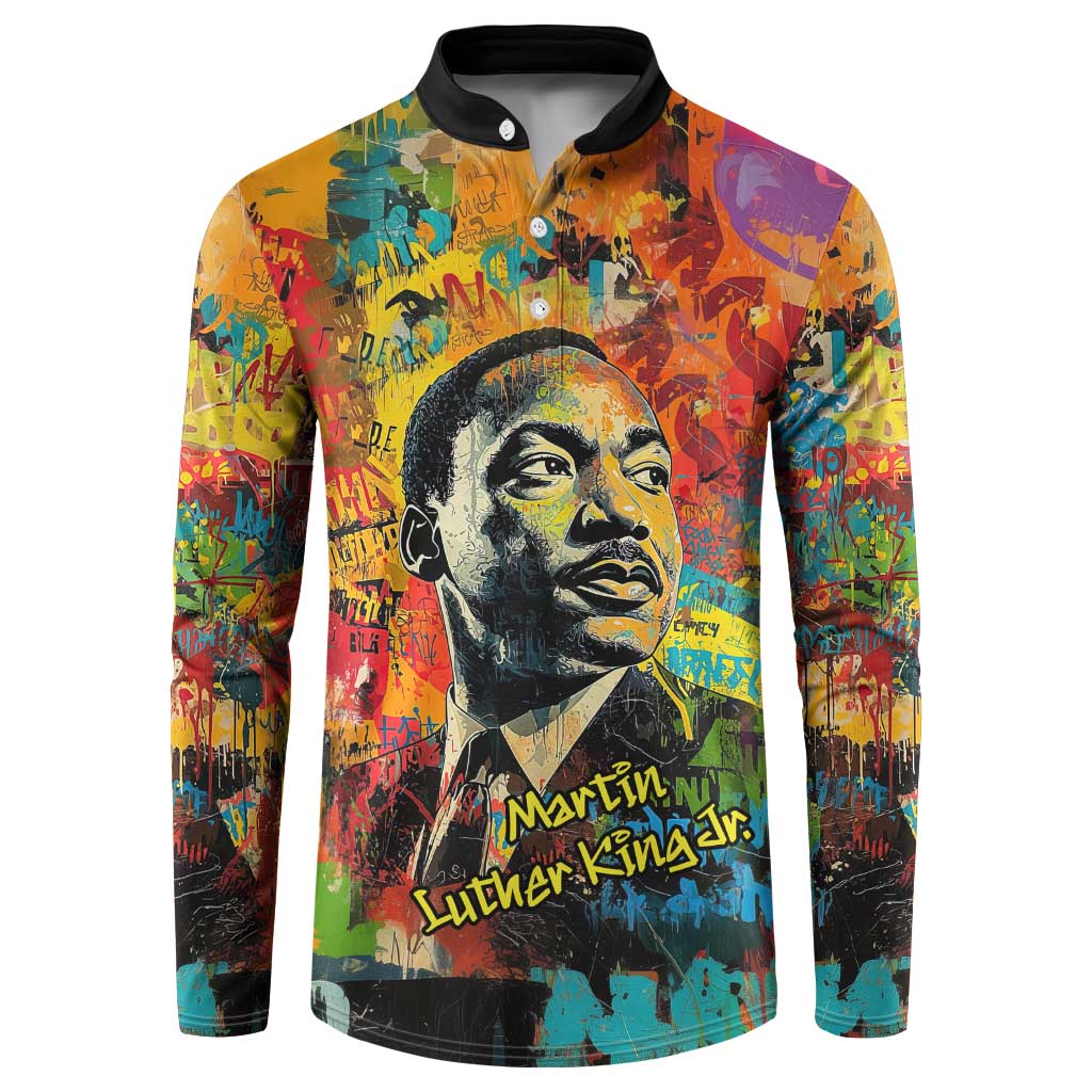 Martin Luther King Jr Button Sweatshirt Colorful Street Art Portrait Black History Graffiti Style