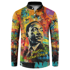 Martin Luther King Jr Button Sweatshirt Colorful Street Art Portrait Black History Graffiti Style