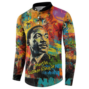 Martin Luther King Jr Button Sweatshirt Colorful Street Art Portrait Black History Graffiti Style