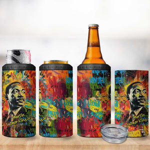Martin Luther King Jr 4 in 1 Can Cooler Tumbler Colorful Street Art Portrait Black History Graffiti Style - African Pride