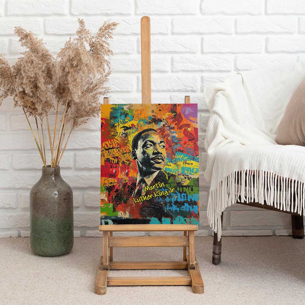 Martin Luther King Jr Canvas Wall Art Colorful Street Art Portrait Black History Graffiti Style - African Pride