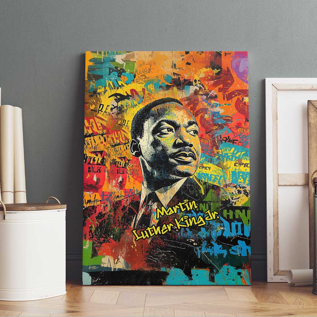 Martin Luther King Jr Canvas Wall Art Colorful Street Art Portrait Black History Graffiti Style - African Pride