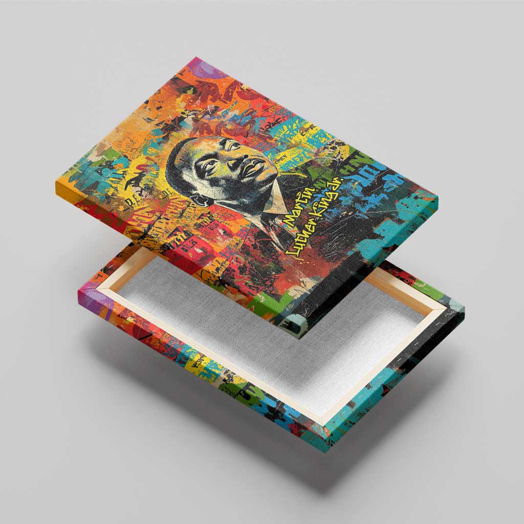 Martin Luther King Jr Canvas Wall Art Colorful Street Art Portrait Black History Graffiti Style - African Pride
