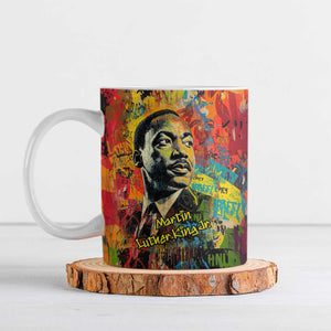 Martin Luther King Jr Ceramic Mug Colorful Street Art Portrait Black History Graffiti Style - African Pride