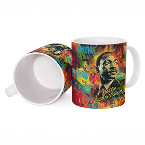 Martin Luther King Jr Ceramic Mug Colorful Street Art Portrait Black History Graffiti Style - African Pride