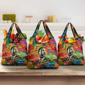 Martin Luther King Jr Grocery Bag Colorful Street Art Portrait Black History Graffiti Style - African Pride