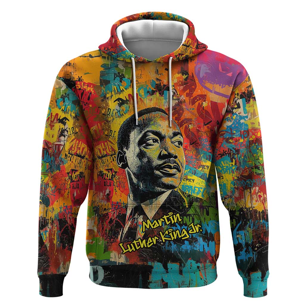 Martin Luther King Jr Hoodie Colorful Street Art Portrait Black History Graffiti Style - African Pride