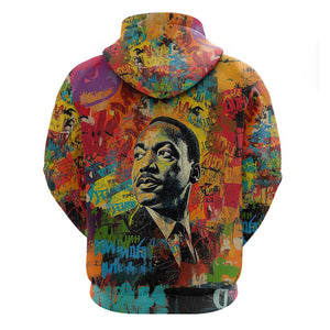 Martin Luther King Jr Hoodie Colorful Street Art Portrait Black History Graffiti Style - African Pride