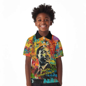 Martin Luther King Jr Kid Polo Shirt Colorful Street Art Portrait Black History Graffiti Style TS04
