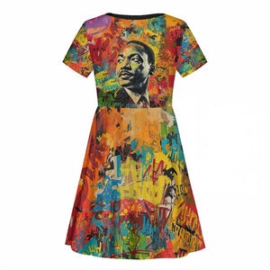 Martin Luther King Jr Kid Short Sleeve Dress Colorful Street Art Portrait Black History Graffiti Style TS04