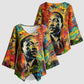 Martin Luther King Jr Kimono Sleeve Blouse Colorful Street Art Portrait Black History Graffiti Style - African Pride