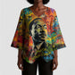 Martin Luther King Jr Kimono Sleeve Blouse Colorful Street Art Portrait Black History Graffiti Style - African Pride