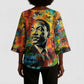Martin Luther King Jr Kimono Sleeve Blouse Colorful Street Art Portrait Black History Graffiti Style - African Pride