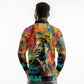 Martin Luther King Jr Long Sleeve Polo Shirt Colorful Street Art Portrait Black History Graffiti Style - African Pride