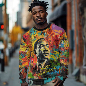 Martin Luther King Jr Long Sleeve Shirt Colorful Street Art Portrait Black History Graffiti Style - African Pride