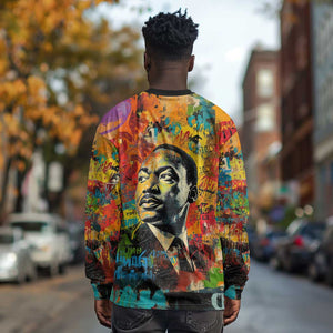 Martin Luther King Jr Long Sleeve Shirt Colorful Street Art Portrait Black History Graffiti Style - African Pride