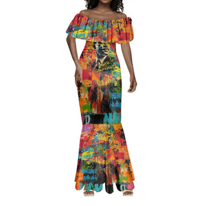 Martin Luther King Jr Mermaid Dress Colorful Street Art Portrait Black History Graffiti Style TS04