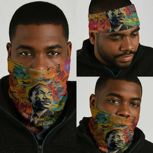 Martin Luther King Jr Neck Gaiter Colorful Street Art Portrait Black History Graffiti Style - African Pride