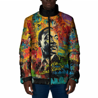 Martin Luther King Jr Padded Jacket Colorful Street Art Portrait Black History Graffiti Style - African Pride