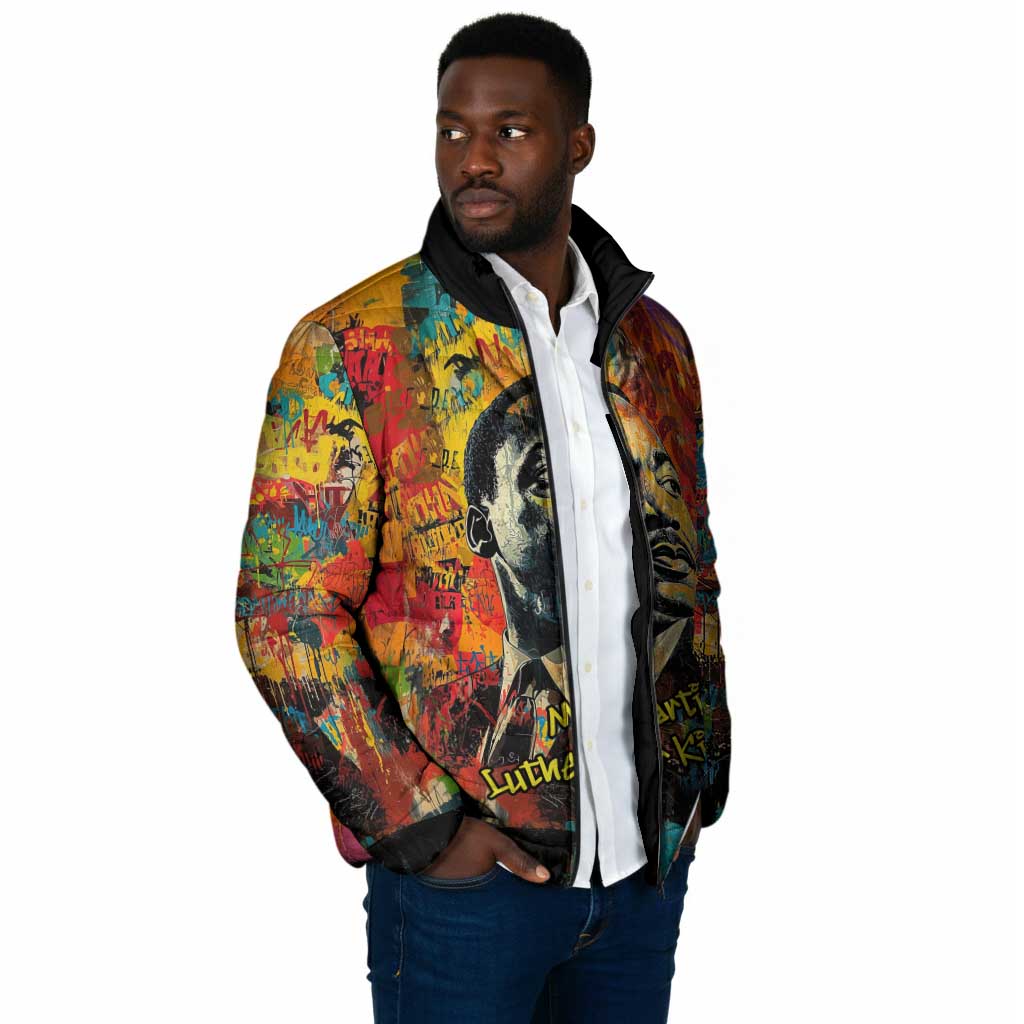 Martin Luther King Jr Padded Jacket Colorful Street Art Portrait Black History Graffiti Style - African Pride