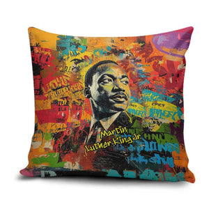 Martin Luther King Jr Pillow Cover Colorful Street Art Portrait Black History Graffiti Style - African Pride
