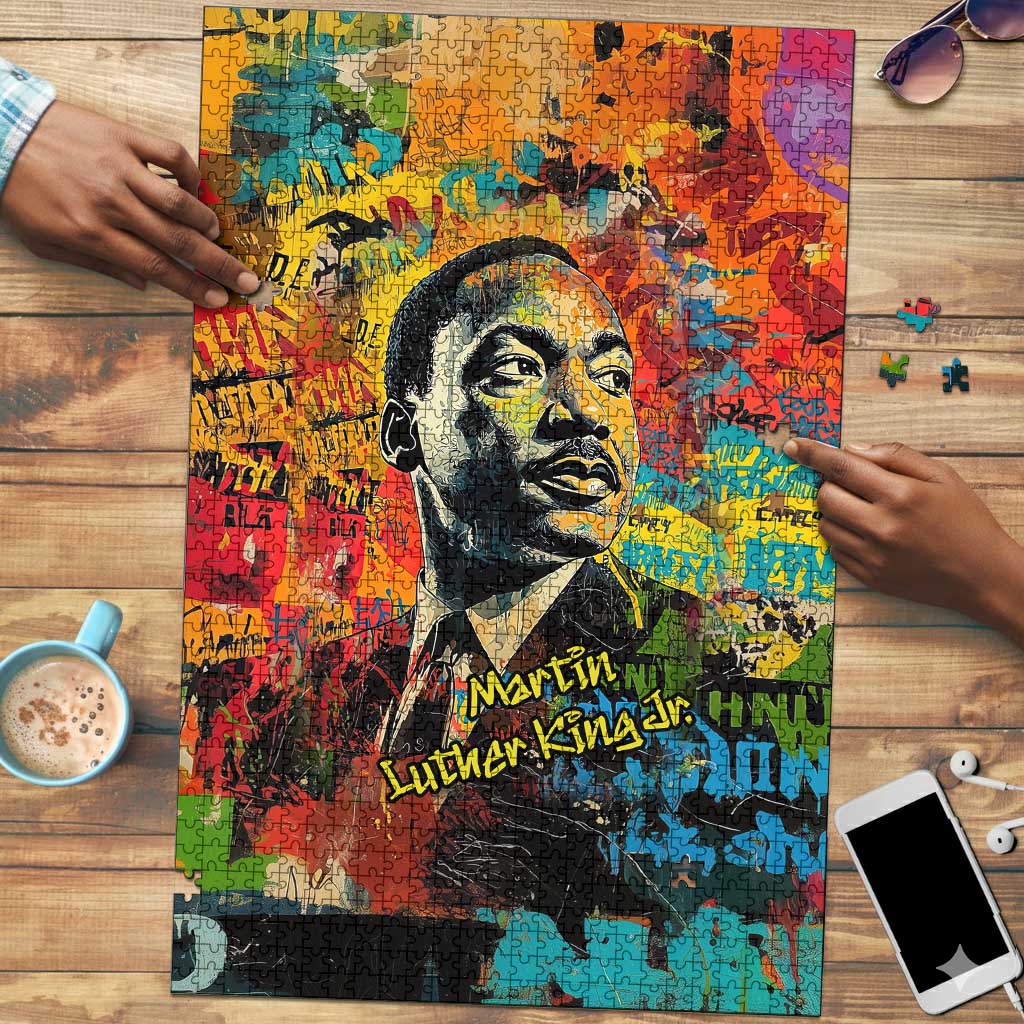 Martin Luther King Jr Puzzle Colorful Street Art Portrait Black History Graffiti Style - African Pride