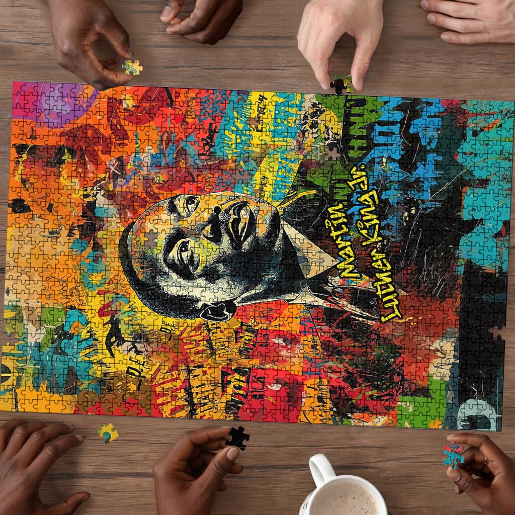 Martin Luther King Jr Puzzle Colorful Street Art Portrait Black History Graffiti Style - African Pride