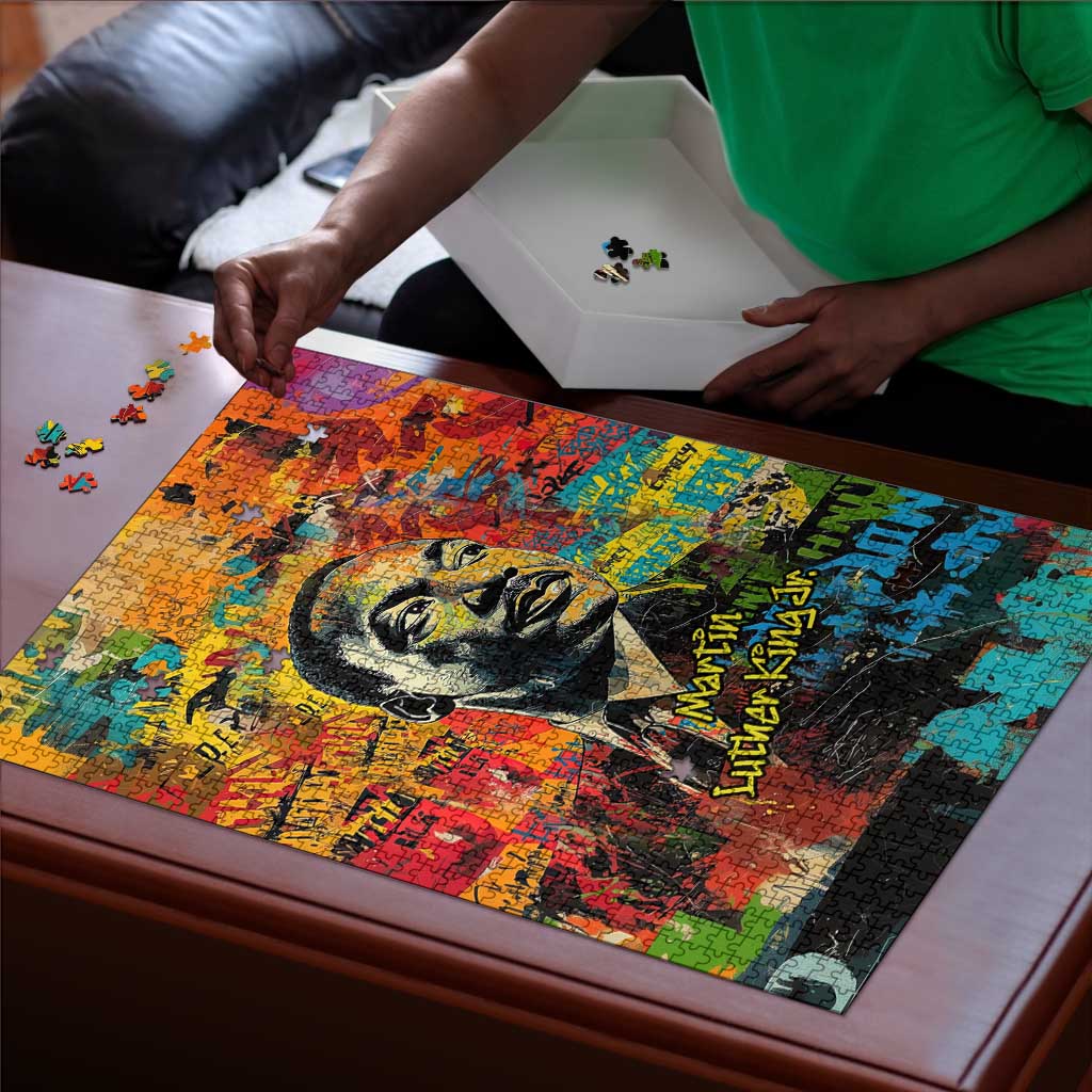 Martin Luther King Jr Puzzle Colorful Street Art Portrait Black History Graffiti Style - African Pride