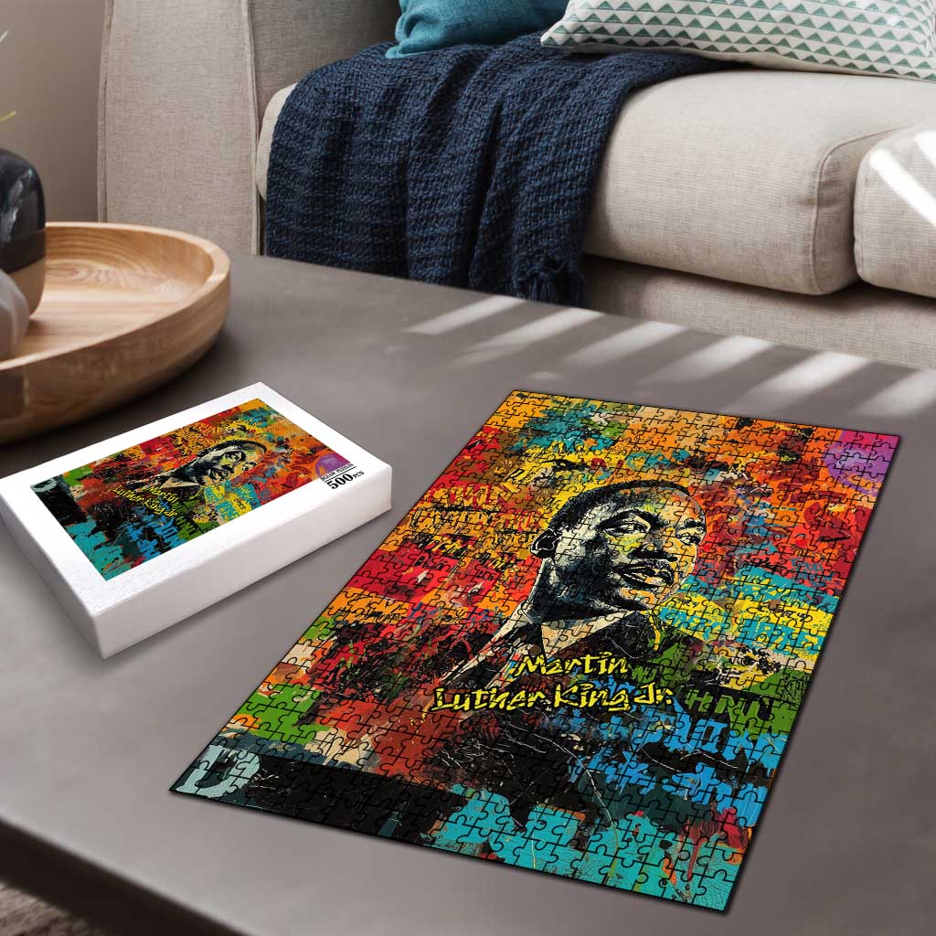 Martin Luther King Jr Puzzle Colorful Street Art Portrait Black History Graffiti Style - African Pride