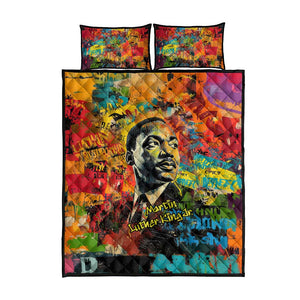 Martin Luther King Jr Quilt Bed Set Colorful Street Art Portrait Black History Graffiti Style - African Pride