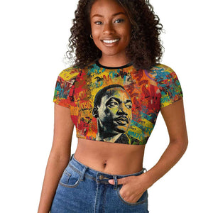 Martin Luther King Jr Raglan Cropped T shirt Colorful Street Art Portrait Black History Graffiti Style TS04