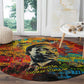 Martin Luther King Jr Round Carpet Colorful Street Art Portrait Black History Graffiti Style - African Pride