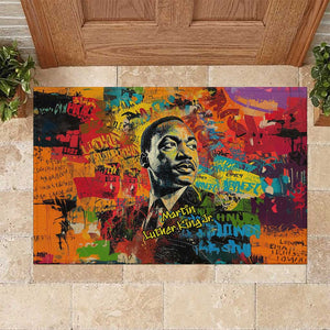 Martin Luther King Jr Rubber Doormat Colorful Street Art Portrait Black History Graffiti Style - African Pride