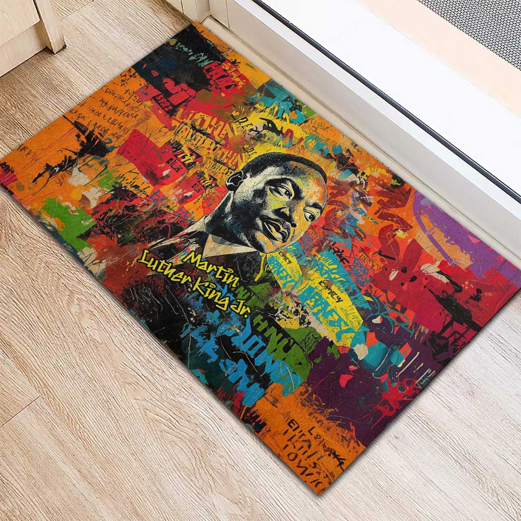 Martin Luther King Jr Rubber Doormat Colorful Street Art Portrait Black History Graffiti Style - African Pride