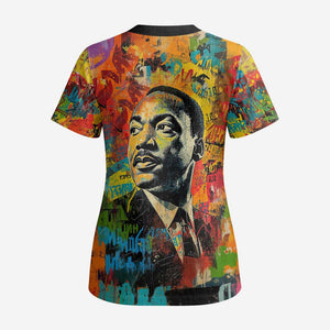 Martin Luther King Jr Scrub Top Colorful Street Art Portrait Black History Graffiti Style - African Pride