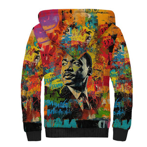Martin Luther King Jr Sherpa Hoodie Colorful Street Art Portrait Black History Graffiti Style - African Pride