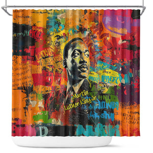 Martin Luther King Jr Shower Curtain Colorful Street Art Portrait Black History Graffiti Style - African Pride