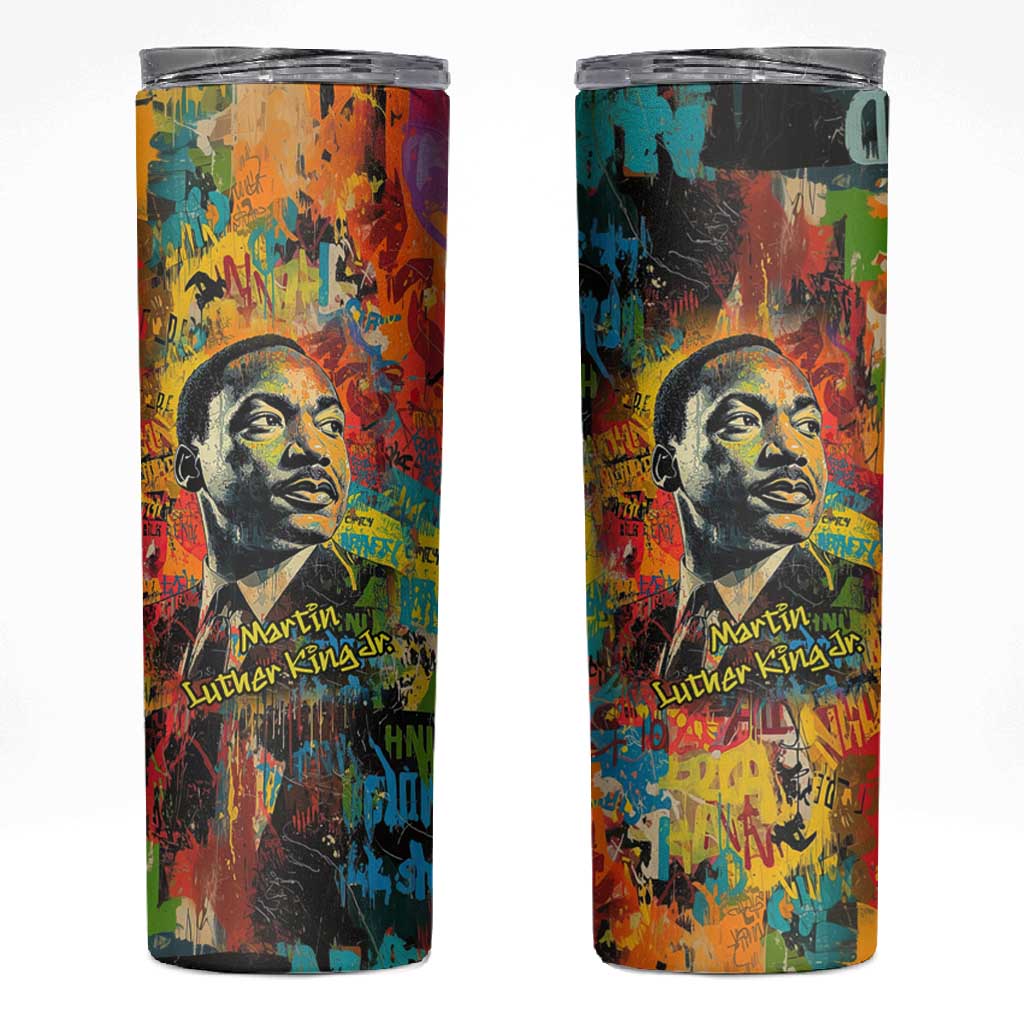 Martin Luther King Jr Skinny Tumbler Colorful Street Art Portrait Black History Graffiti Style - African Pride