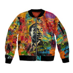 Martin Luther King Jr Sleeve Zip Bomber Jacket Colorful Street Art Portrait Black History Graffiti Style - African Pride