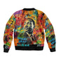 Martin Luther King Jr Sleeve Zip Bomber Jacket Colorful Street Art Portrait Black History Graffiti Style - African Pride