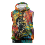 Martin Luther King Jr Sleeveless Zip Hoodie Colorful Street Art Portrait Black History Graffiti Style - African Pride