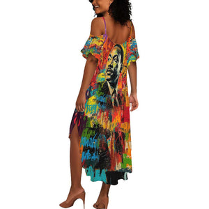 Martin Luther King Jr Summer Maxi Dress Colorful Street Art Portrait Black History Graffiti Style TS04
