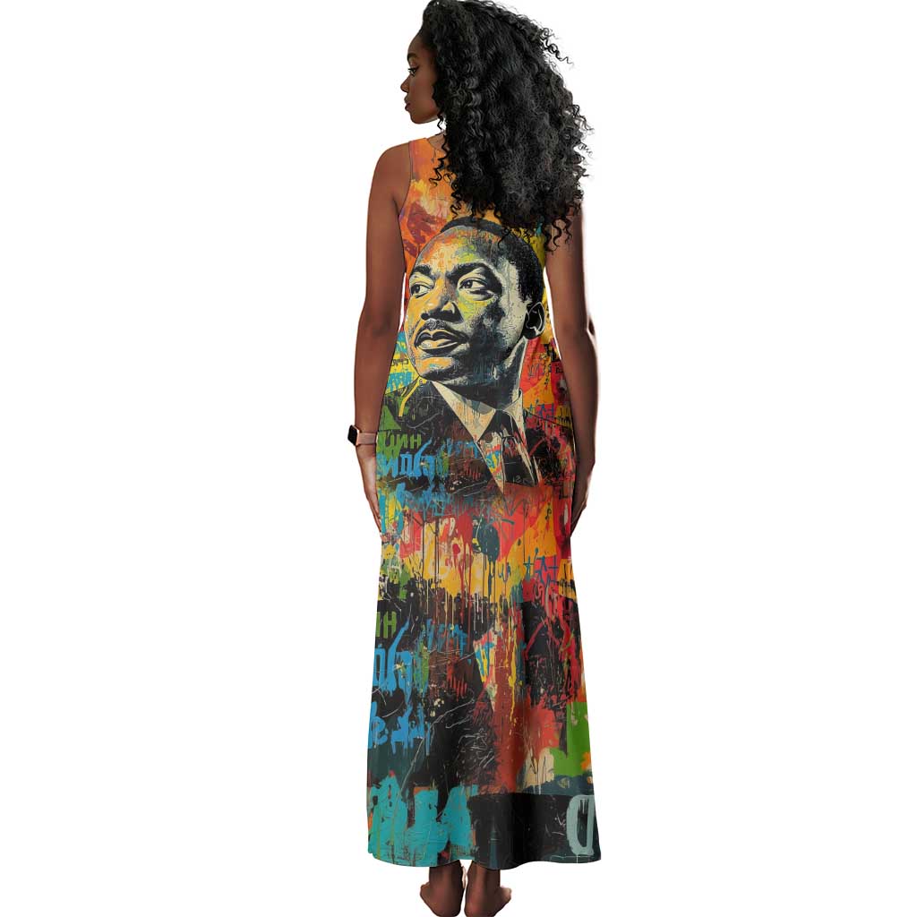 Martin Luther King Jr Tank Maxi Dress Colorful Street Art Portrait Black History Graffiti Style - African Pride