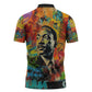 Martin Luther King Jr Zipper Polo Shirt Colorful Street Art Portrait Black History Graffiti Style - African Pride
