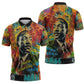 Martin Luther King Jr Zipper Polo Shirt Colorful Street Art Portrait Black History Graffiti Style - African Pride