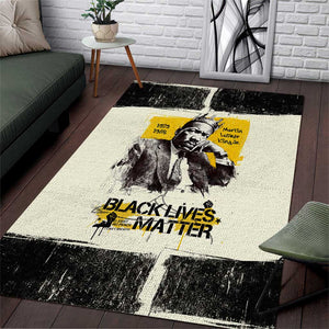 Martin Luther King Jr Area Rug Black Lives Matter Street Art Portrait Civil Rights Tribute Bold Striped - African Pride