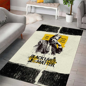 Martin Luther King Jr Area Rug Black Lives Matter Street Art Portrait Civil Rights Tribute Bold Striped - African Pride
