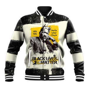 Martin Luther King Jr Baseball Jacket Black Lives Matter Street Art Portrait Civil Rights Tribute Bold Striped - African Pride