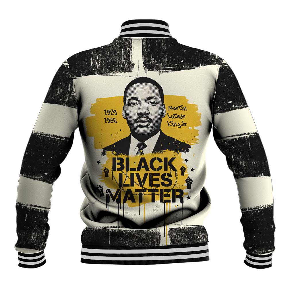 Martin Luther King Jr Baseball Jacket Black Lives Matter Street Art Portrait Civil Rights Tribute Bold Striped - African Pride