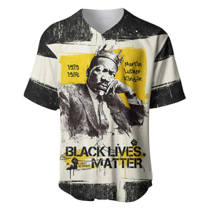 Martin Luther King Jr Baseball Jersey Black Lives Matter Street Art Portrait Civil Rights Tribute Bold Striped TS04